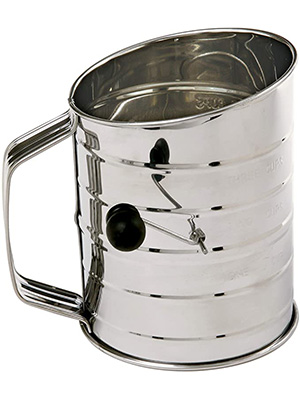 Norpro 3-Cup Stainless Steel Rotary Hand Crank Flour Sifter with 2 Wire Agitator